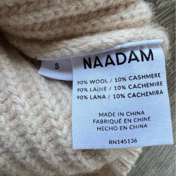 Naadam Merino Wool Cashmere Fisherman Turtleneck Winter White Women's size Small - Picture 8 of 11